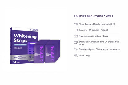 🦷 Bandes Blanchissantes Violettes – Blancheur Instantanée